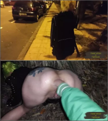 Forest Whore - Sucking a real stranger's condoms eating trash and dirt. My absolutely extreme night walk 2023-04-27 [UltraHD/4K 2160p] (Anal Fisting)