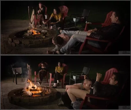 Lydia Black, Charlotte Sartre, Hazel Paige - Cum Smore Service and Harp Music Around the Fire [HD 858p] (BDSM)