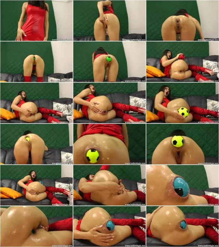 Hotkinkyjo - Hotkinkyjo in sexy red outfit take huge balls in her ass & anal prolapse extreme 01.10.2023 [FullHD 1080p] (Anal Fisting)