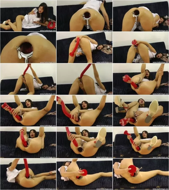 Hotkinkyjo - Hotkinkyjo in sexy white dress & XO speculum in ass fuck long red dildo really deep 19.11.2023 [FullHD 1080p] (Dildo)