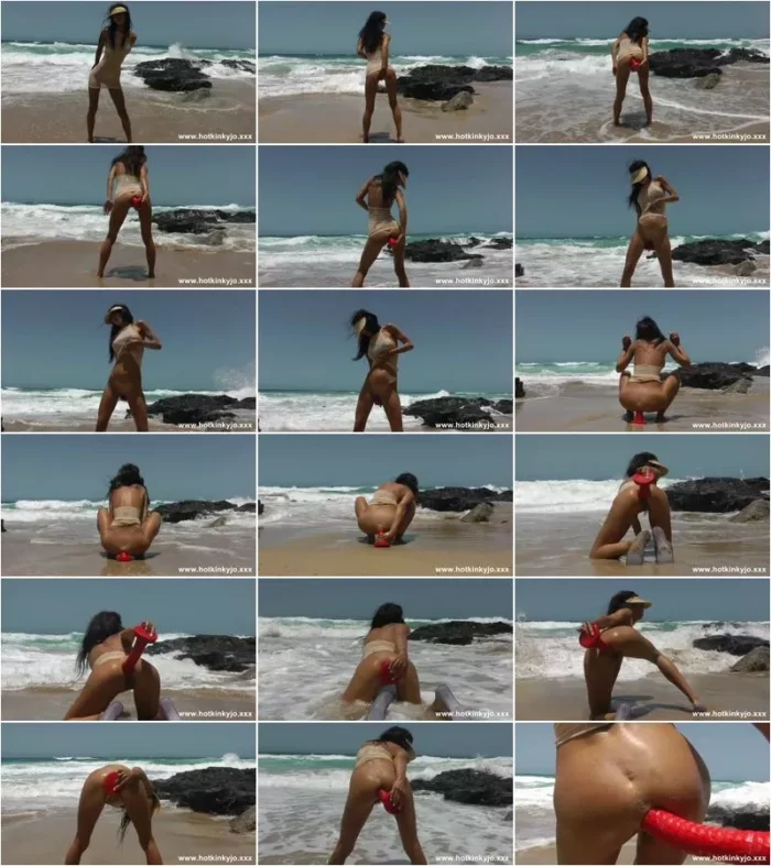 Hotkinkyjo - Hotkinkyjo in sexy tan dress fuck her ass with red dildo from mrhankey 14.04.2024 [FullHD 1080p] (Dildo)