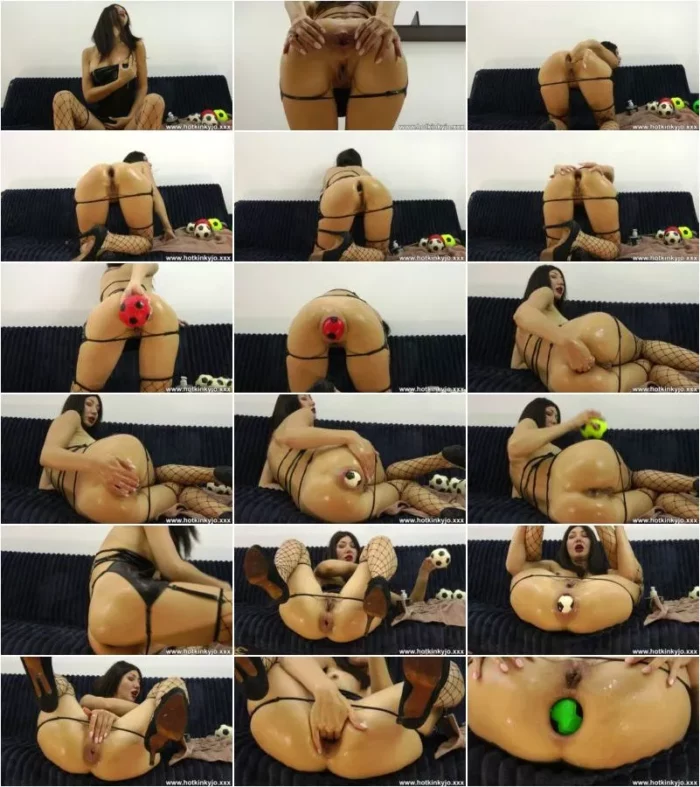 Hotkinkyjo - Hotkinkyjo in sexy black net stockings take tons of balls in her ass & anal prolapse 28.07.2024 [FullHD 1080p] (Dildo)