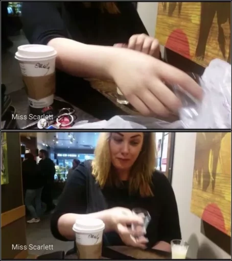 Miss Scarlett - Drinks 2 Shots In a Coffee Shop [HD 720p] (Gokkun)