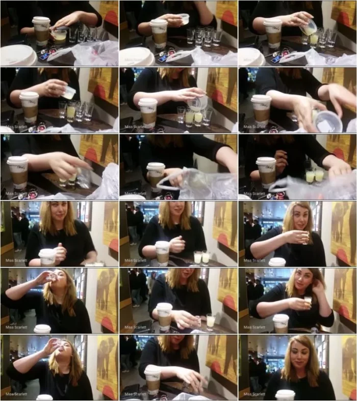 Miss Scarlett - Drinks 2 Shots In a Coffee Shop [HD 720p] (Gokkun)