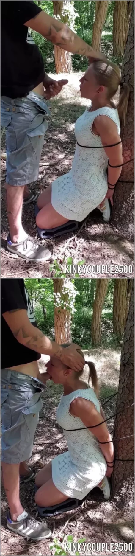 kinkycouple2500 - Outdoor angebunden und meinen Mund benutzt - Deepthroat mit Sperma [SD 2226p] (MDH)