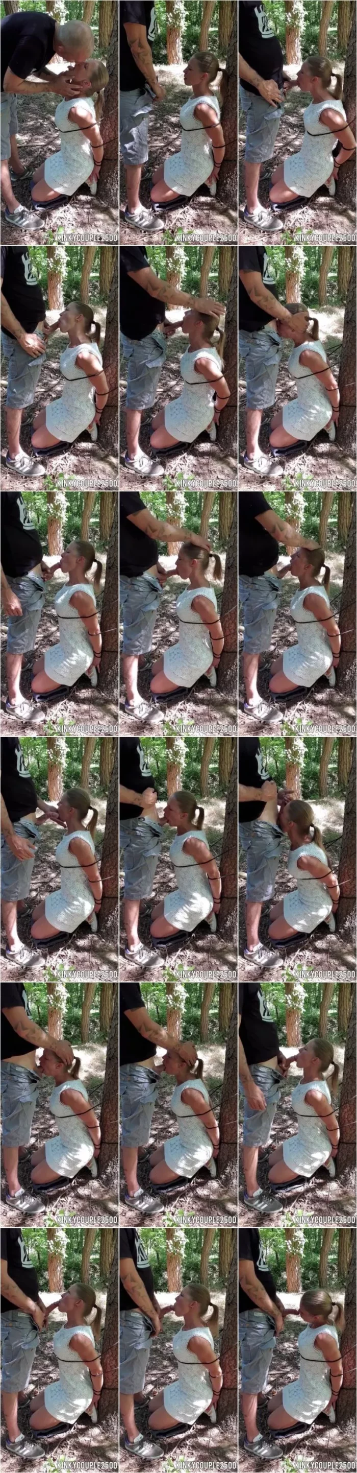 kinkycouple2500 - Outdoor angebunden und meinen Mund benutzt - Deepthroat mit Sperma [SD 2226p] (MDH)