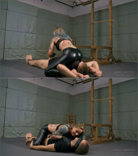 Mistresses Anette, Kittina - HANDJOB WHILE ON HIS HEAD [FullHD 1080p] (Cruel Anettes Fetish Store)