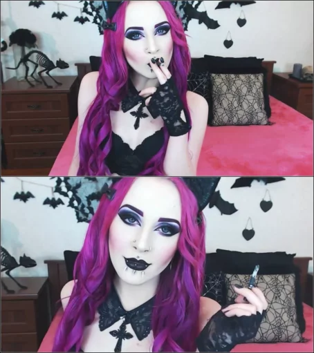 XandriaGoddess - Black lips and smoking tease [FullHD 1080p] (Dildo)
