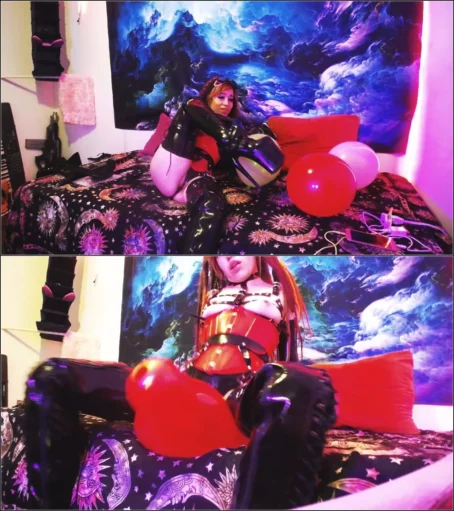 KinkyMedusa - Balloon Play and Pop in Latex and Boots [HD 720p] (Dildo)