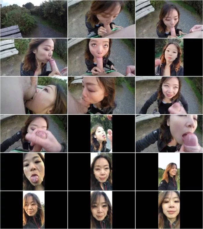 CumOnAnna - Public Blowjob And Cum Walk In The Park [HD 720p] (Asian)
