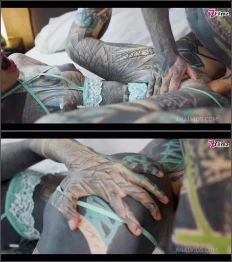 ANUSKATZZ - tattoo girl ANUSKATZZ get fucked balls deep in her ass / ANAL, gape, prolapse, split tounge blow job, punk, goth - ZF019 [HD 720p] (LegalP0rno)