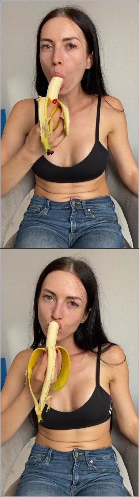 Princess_Monica - Teasing in jeans,eating and sucking banana [UltraHD/2K 1920p] (Solo)