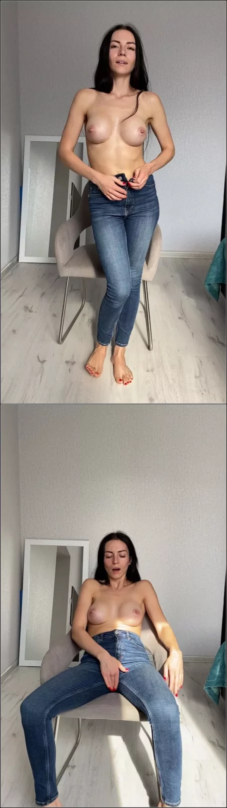 Princess_Monica - Teasing in jeans, topless masturbation [UltraHD/2K 1920p] (Solo)
