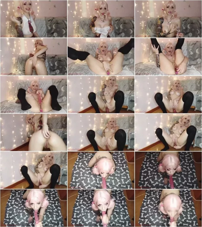 PuppyGirlfriend  - Ahegao schoolgirl fucks her 3 holes, DP [FullHD 1080p] (Anal)