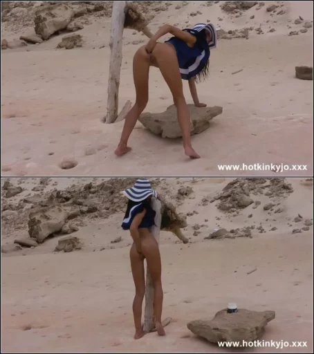 Hotkinkyjo - Hotkinkyjo self anal fisting & prolapse on the beach in big blue hat (22.05.2022) [FullHD 1080p] (Anal Fisting)