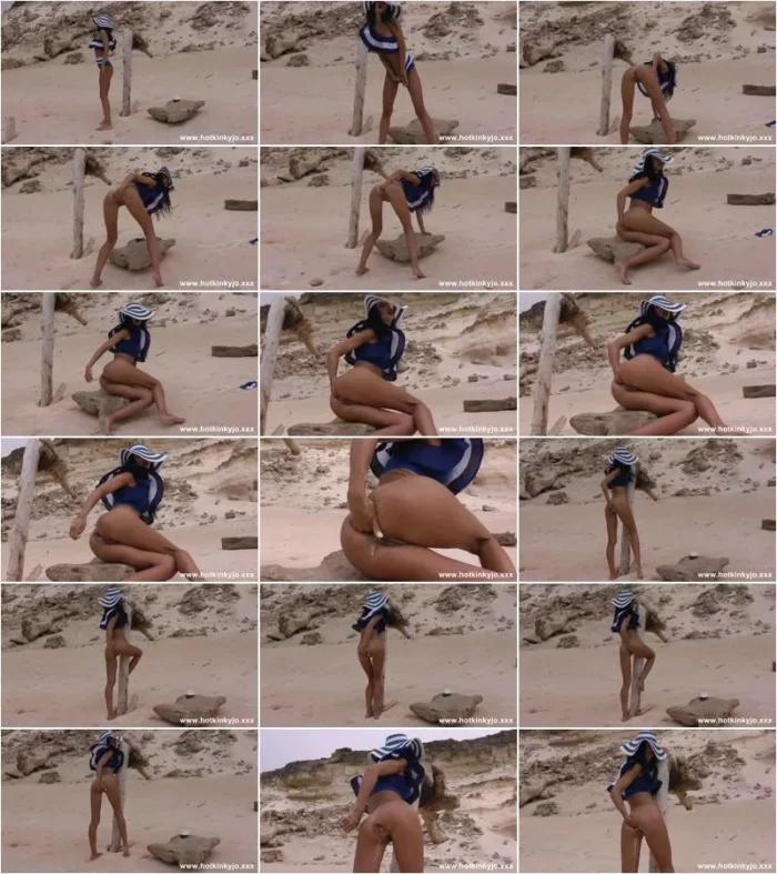 Hotkinkyjo - Hotkinkyjo self anal fisting & prolapse on the beach in big blue hat (22.05.2022) [FullHD 1080p] (Anal Fisting)