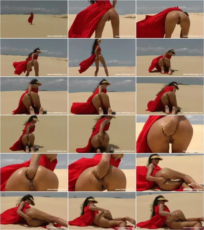 Hotkinkyjo - Hotkinkyjo in beautiful red dress self fisting her ass at the desert & anal prolapse 05.06.2022 [FullHD 1080p] (Anal Fisting)