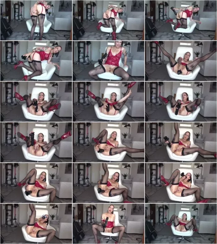 Adeline Lafouine - Red Lingerie And Black Dildo [FullHD 1080p] (Milf)