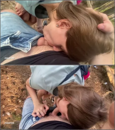Dvabitch - Amateur brunette gibt im wald sinnlichen blowjob und nimmt sperma in den mund [FullHD 1080p] (MDH)