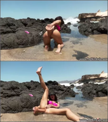 Hotkinkyjo - Hotkinkyjo fuck deep huge dildo from mrhankey, belly bulge and anal prolapse in ocean 19.10.2025 [FullHD 1080p] (Dildo)