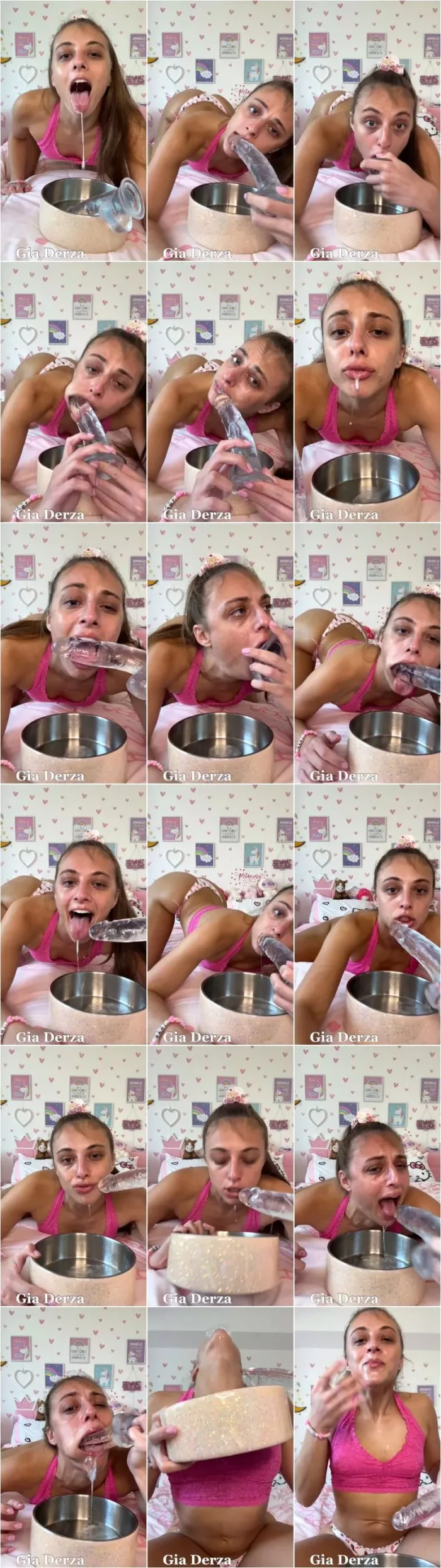 Gia Derza - Sloppy spit play deep throating [SD 1280p] (Dildo)