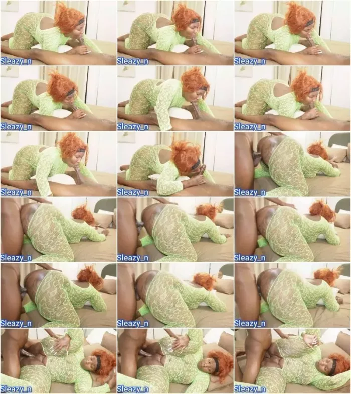 Sleazy_n - Ebony In Green Gets The Pipe [UltraHD/4K 2160p] (Interracial)