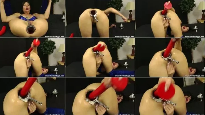 Screenshot 3 from Hotkinkyjo – Hotkinkyjo in sexy blue dress XO speculum in ass & extreme deep long red anal dildo 16.06.2024 [FullHD 1080p] (Dildo)