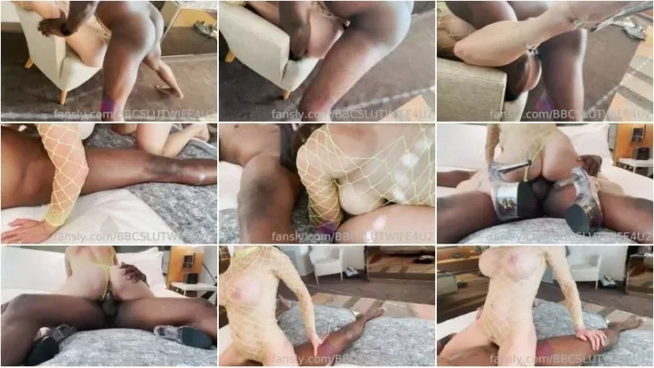 Screenshot 1 from BBCSLUTWIFE4U2 – 2024-10-26 Having some hot BBC fun in this sexy bright yellow fishnet 02 [UltraHD/4K 2160p] (Interracial)