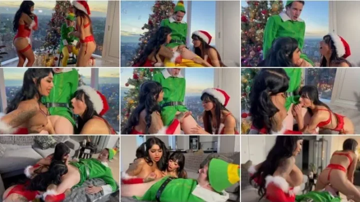 Screenshot 2 from Yasmina Khan, Aaliyah Yasin – Fantasia De Navidad Dos Sexys Tetonas Le Sacan La Leche A Un Joven Elfo [FullHD 1080p] (LegalP0rno)