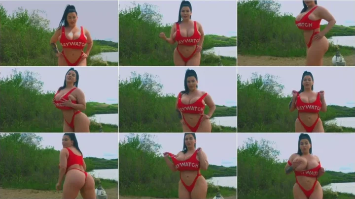 Screenshot 1 from Goddess – Baywatch JOI on the beach (27.05.2020) [FullHD 1080p] (Big Tits)